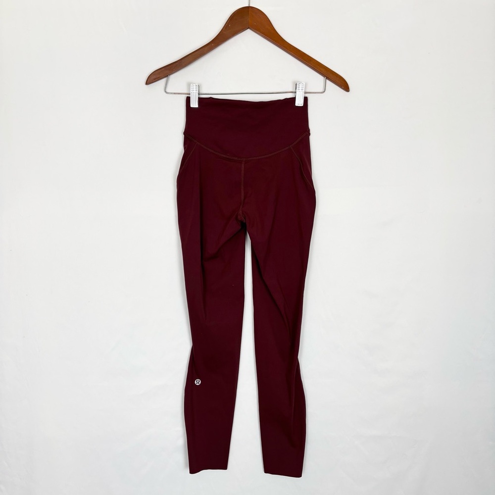 Lululemon Base Pace High‎ Rise Tight 24” Red Merlot Size 2 - Picture 3 of 6